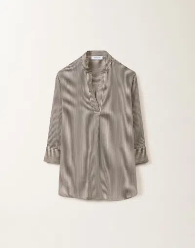 Fabiana Filippi Striped Viscose And Silk Shirt In White/black