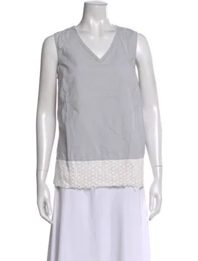 Pre-owned Fabiana Filippi Striped V-neck Top In Gray