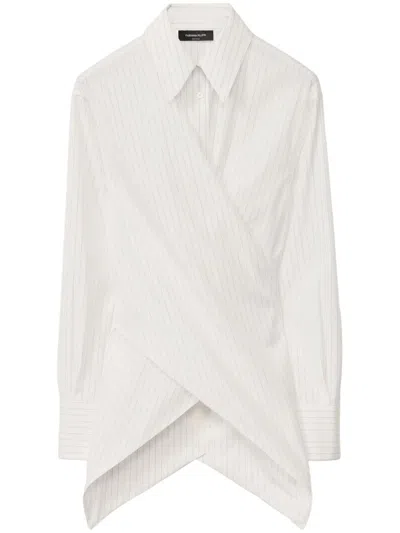 Fabiana Filippi Striped Wraparound Shirt In Weiss