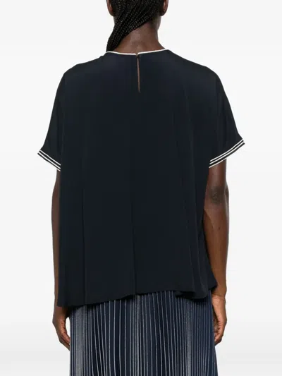 Fabiana Filippi Striped-trim Short-sleeve Blouse In Black