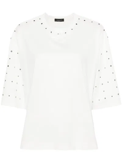 FABIANA FILIPPI STUD-EMBELLISHED COTTON T-SHIRT