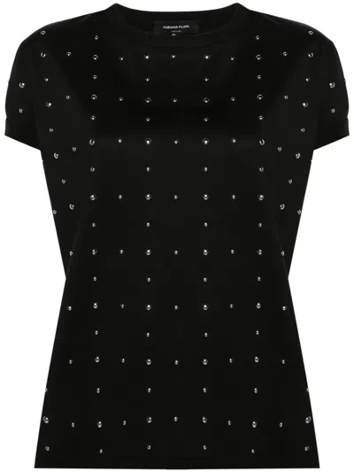 Fabiana Filippi Studded Cotton T-shirt In Black