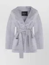 Fabiana Filippi Stylish Coat With Belted Waist And Hood In Blue