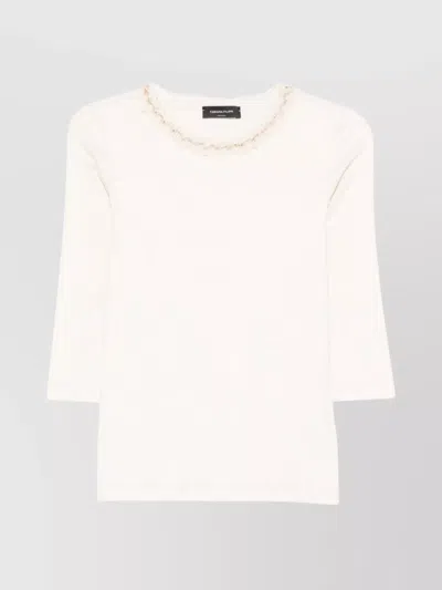 FABIANA FILIPPI STYLISH KNIT SWEATER EMBELLISHED NECKLINE