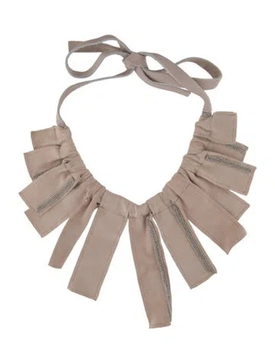 Pre-owned Fabiana Filippi Suede & Leather Collar Necklace, 40.75" In Multi