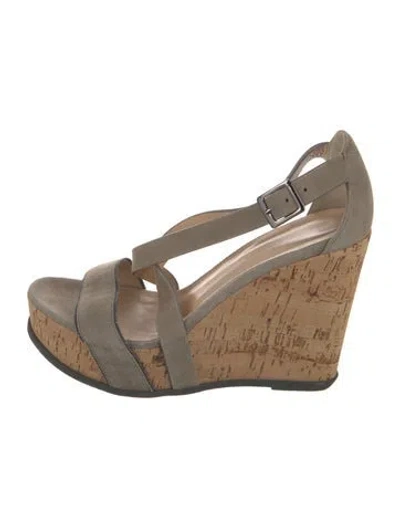 Pre-owned Fabiana Filippi Suede Beaded Accents Sandals In Neutrals