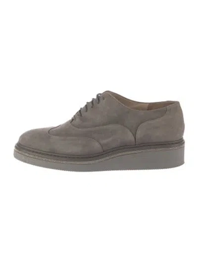 Pre-owned Fabiana Filippi Suede Beaded Accents Sneakers In Gray