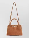 Fabiana Filippi Suede Leather Tote Bag With Adjustable Strap In Brown
