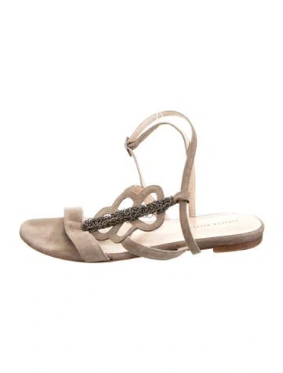 Pre-owned Fabiana Filippi Suede Sandals In Gold/metallic