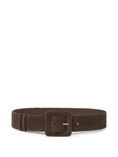 Fabiana Filippi Suede Square-buckle Belt In Brown