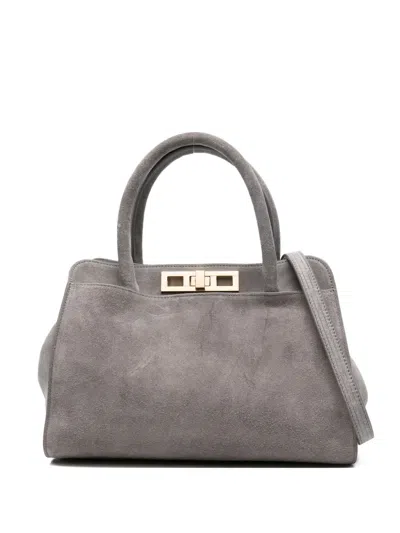 Fabiana Filippi Suede Top-handle Tote Bag In Gray
