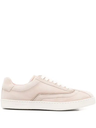 Fabiana Filippi Suede Trainers With Diamond Thread Embroidery In Pink