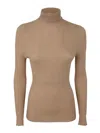 Fabiana Filippi Ribbed Lurex Turtle Neck Sweater In Brown