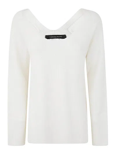 Fabiana Filippi V Neck Sweater In White