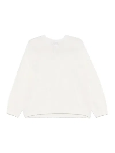 Fabiana Filippi Ribbed Wool V-neck Jumper With Dropped Shoulders In White