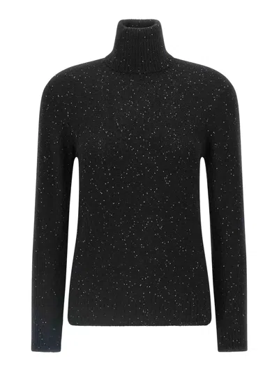 Fabiana Filippi Sequin Turtleneck Sweater Sweaters And Cardigans Black In Blue