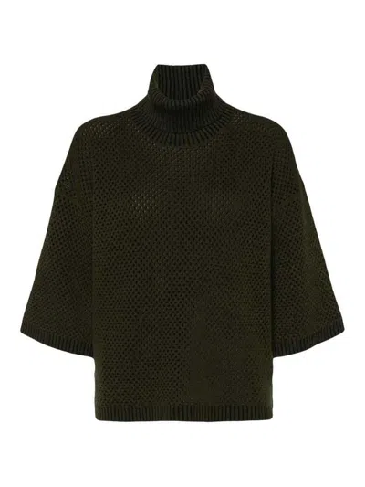 Fabiana Filippi Cozy Grey Wool-silk Blend Roll Neck Sweater In Green