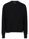 Fabiana Filippi Black Crewneck Sweater With Micro Paillettes In Wool In Black