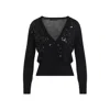 Fabiana Filippi V-neck Wool Blend Cardigan With Front Sequins Detail In Black