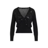 Fabiana Filippi V-neck Wool Blend Cardigan With Front Sequins Detail In Black