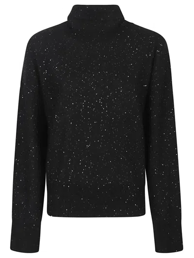 Fabiana Filippi Sequin Turtleneck Sweater Sweaters And Cardigans Black In Blue