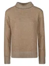 Fabiana Filippi High-neck Wool Jersey Sweater In Brown