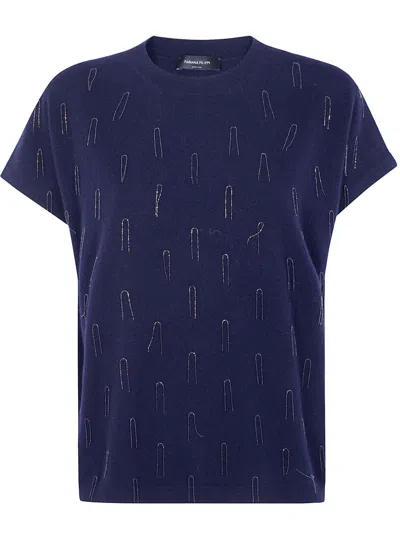 Fabiana Filippi Sweater Cap Sleeve "platinum" In Blue