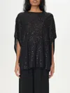 Fabiana Filippi Sequin Soft Mohair Crew Neck Cape In Schwarz