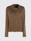 Fabiana Filippi Long Sleeve Cowl Neck Top Design In Brown