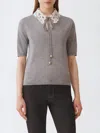Fabiana Filippi Lace-collar Short-sleeved Top In Gray