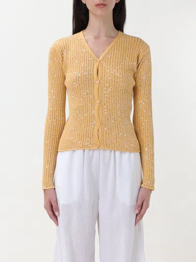 Fabiana Filippi Sequin-embellished Ribbed Cardigan In Orange