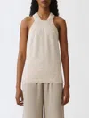 Fabiana Filippi Halterneck Sleeveless Metallic Ribbed Hem Top In White