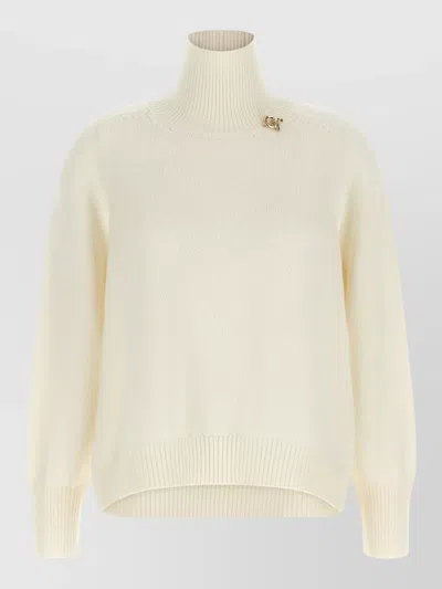 Fabiana Filippi Sweater Featuring Pin And Ribbed Turtleneck In Neutral