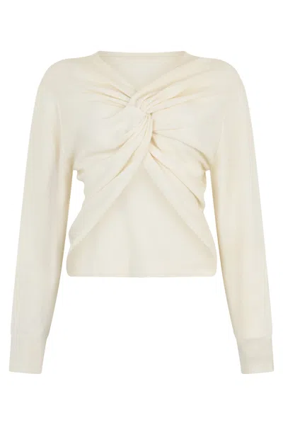 Fabiana Filippi Sweater In Cream White Color With Elegant And Casual Draping. In Neutral