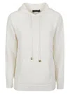 Fabiana Filippi White Hoodie With Drawstring Hood In Wool Blend Woman In Neutral