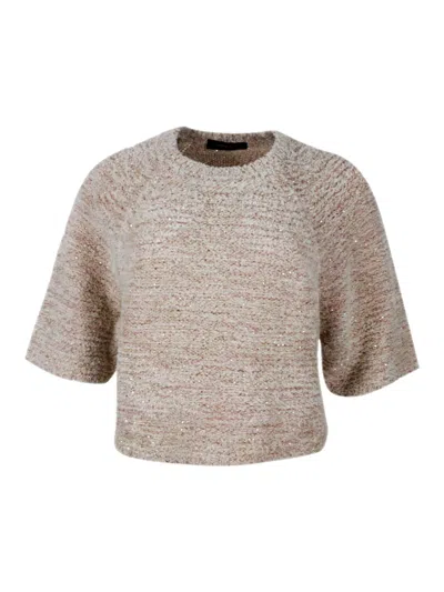 Fabiana Filippi Beige Cotton Knitwear In Pink