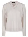 Fabiana Filippi V-neck Embellished Cashmere Sweater In Neutral