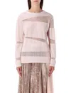Fabiana Filippi Mohair Insert Long Sleeve Knit Sweater In Pink