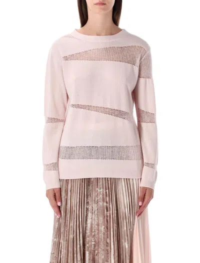 Fabiana Filippi Mohair Insert Long Sleeve Knit Sweater In Pink