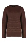 Fabiana Filippi Sweater With Round Neck In Mixed Wool In Brown