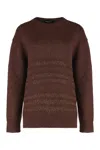 Fabiana Filippi Sweater With Round Neck In Mixed Wool In Brown