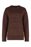 Fabiana Filippi Sweater With Round Neck In Mixed Wool In Brown