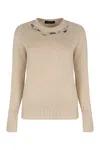 Fabiana Filippi Sweater With Round Neck In Wool Blend In Neutral