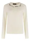 Fabiana Filippi Crew-neck Sweater Featuring Stone Embellishment In Neutral