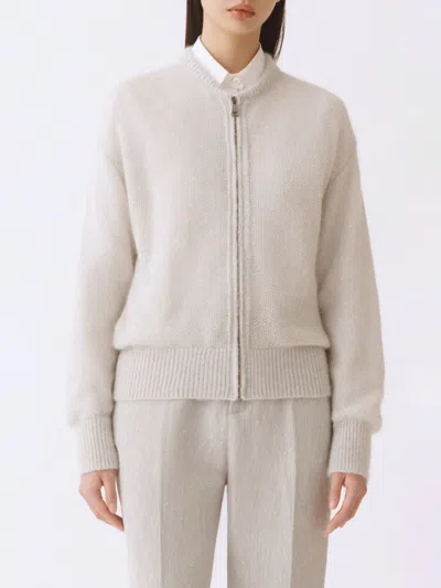 Fabiana Filippi Mohair Bomber With Sequins In Neutral