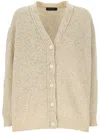 Fabiana Filippi Beige V Neck Sweater With Button Front In Neutral