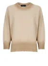 Fabiana Filippi Beige Cotton And Linen Sweater In Brown
