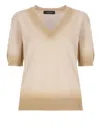 Fabiana Filippi Beige Cotton Sweater With V-neckline In Neutral