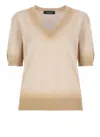 Fabiana Filippi Beige Cotton Sweater With V-neckline In Neutral