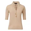 Fabiana Filippi Ribbed-knit Polo Neck Top In Nude
